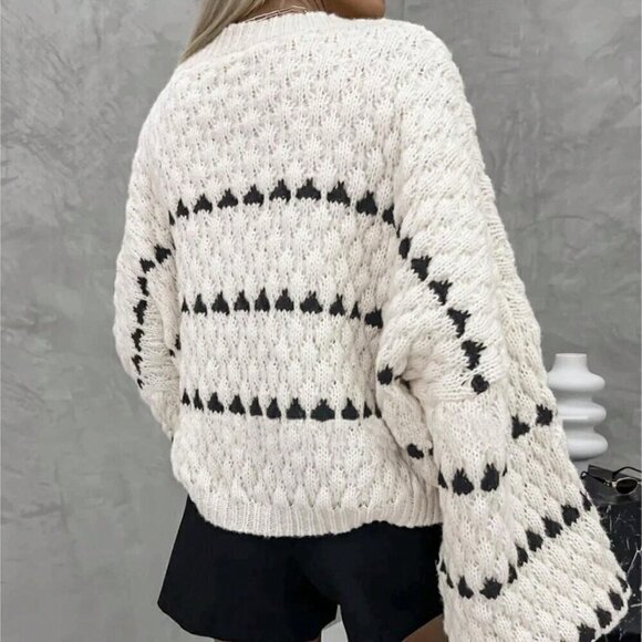 Multicolor Casual Women's Round Neck Loose And Style Long Sleeve Top - Picture 3 of 3